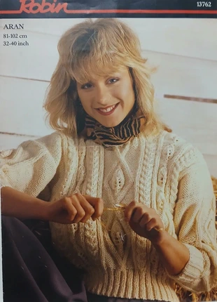 Vintage Robin 13762 Knitting Pattern ~ Lady's Aran Jumper ~ Lace & Cable ~ Aran Wool, brand: 32/40"~Aran Lace & Cable Jumper~Robin 13762~, condition: Good, £1.00, £1.75 includes Buyer Protection