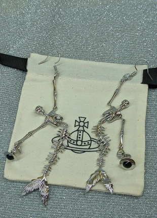 Authentic Silver Skeleton Drop Earrings – Fishbone Statement Design, brand: Vivienne Westwood, condition: Very good, £35.00, £37.45 includes Buyer Protection