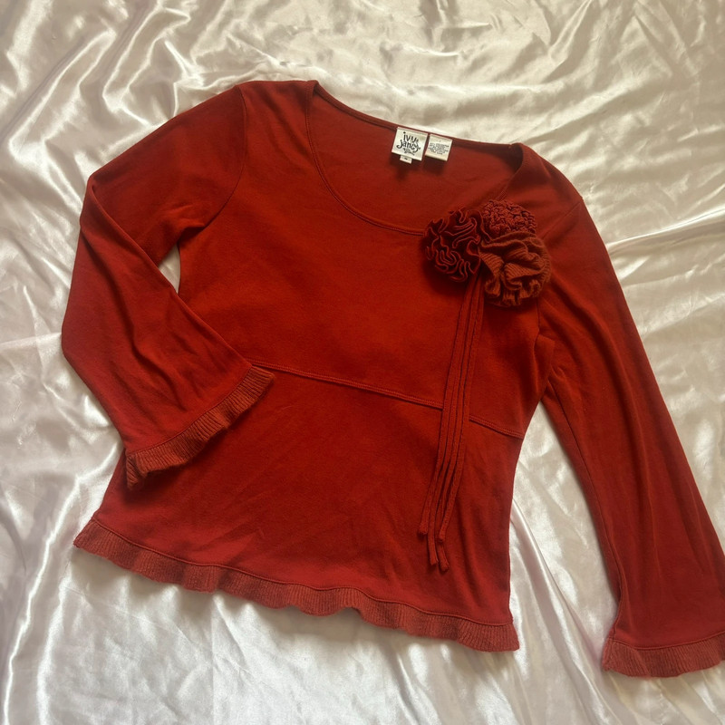 Ivy jane y2k bell sleeve rosette top 4