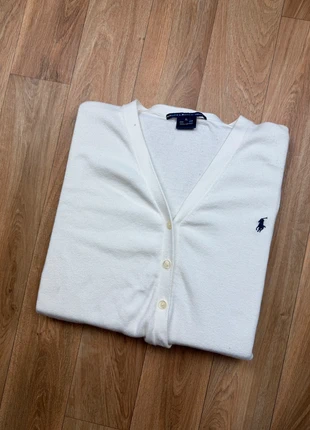 Pull cardigan à bouton Ralph Lauren blanc 100% coton Taille XL, marca: Ralph Lauren, estado: Muito bom, tamanho: XL / 42 / 14, €35.00, €37.45 inclui Proteção do Comprador Pro
