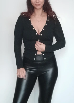 Gilet ouvert noir perles blanches féminin basique TU, marca: WIND Fashion, estado: Muito bom, tamanho: Tamanho único, €7.00, €8.05 inclui Proteção do Comprador Pro