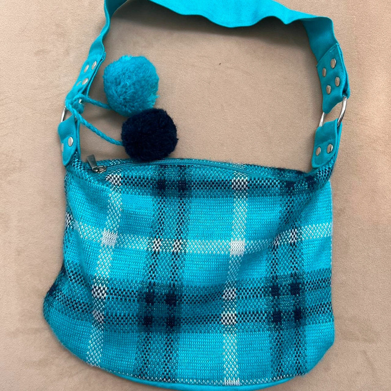 vintage y2k plaid print fuzzy mini bag 2