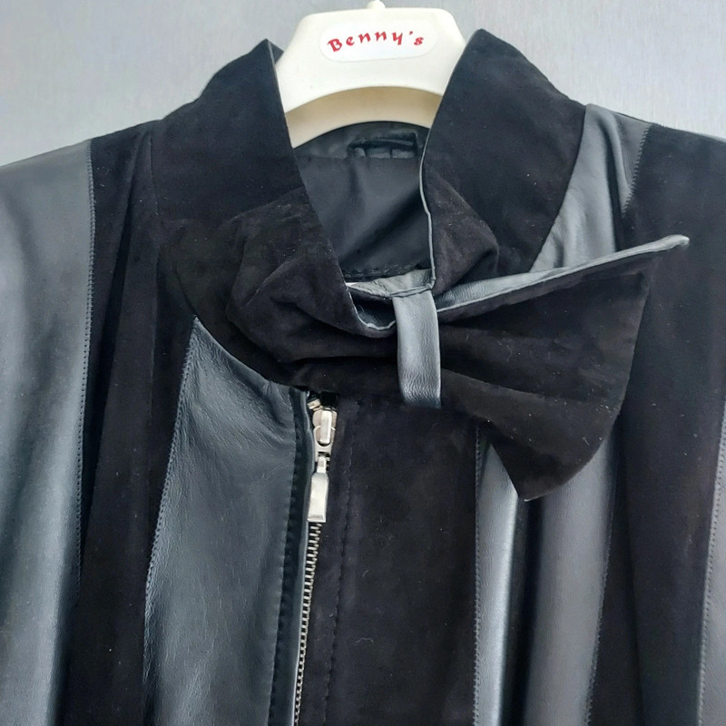 manteau bi matière noir femme