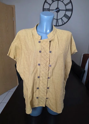 Blouse bohème 100% coton – beige moutarde – manches courtes, état: Très bon état, taille: L / 40 / 12, 7,00 €, 8,05 € Protection acheteurs incluse