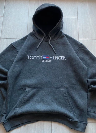 Tommy Hilfiger Sudadera con Capucha XXL-XL Gris Marengo Logo Bordado Vintage Oversize, merk: Tommy Hilfiger, staat: Heel goed, maat: XL, € 24,95, € 26,90 inclusief Kopersbescherming