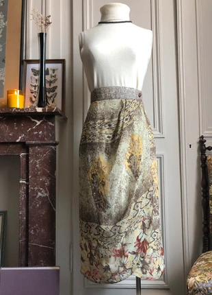 Jupe midi vintage à fleurs bohème à volants asymétrique whimsical 90s t. XS / S, marke: Vintage Dressing, zustand: Sehr gut, größe: XS / 34 / 6, 15,00 €, 16,45 € inklusive Vinted-Käuferschutz