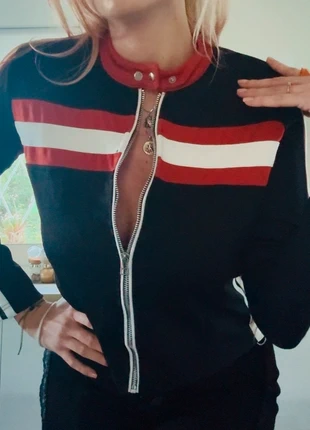 Sweat-shirt stylé motard, marque: L.JEANS LONDON, état: Très bon état, taille: XS / 34 / 6, 7,00 €, 8,05 € Protection acheteurs incluse