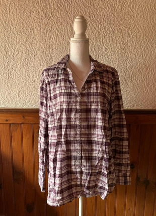 Chemisier à carreaux blanc et violet Taille 4XL / 48, staat: Heel goed, maat: 4XL / 48 / 20, € 7,00, € 8,05 inclusief Kopersbescherming