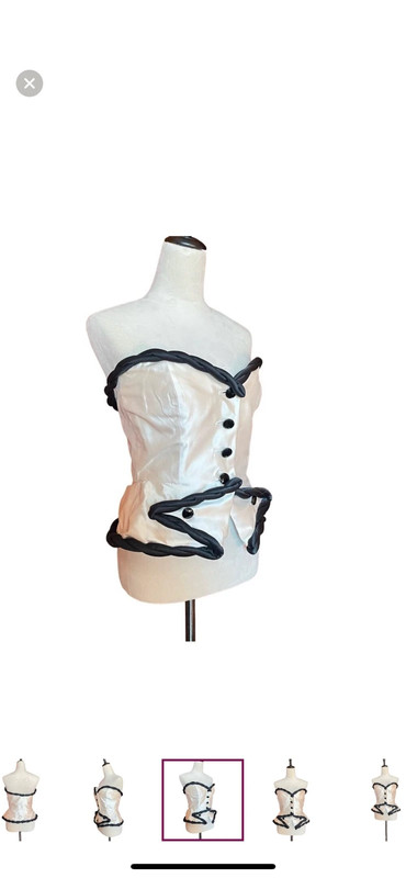 Vintage Valentino Boutique Ivory & Black Silk Bustier Corset Sz 10 3