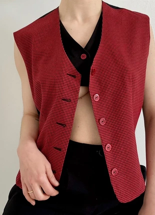 Vintage Gingham Vest Top Two-Toned | Layered 80s 90s Waistcoat Weste Oversized, marque: Vintage Love, état: Très bon état, taille: XXL / 44 / 16, 18,00 €, 19,60 € Protection acheteurs incluse