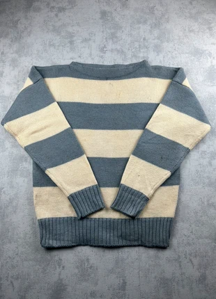 Pull vintage 100% laine bleu et crème rayé / Pull d'hiver col rond - M, marke: Vintage Dressing, zustand: Sehr gut, größe: M / 38 / 10, 22,00 €, 23,80 € beinhaltet Vinted-Käuferschutz Pro