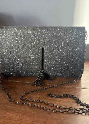 Sac noir à paillettes argentées avec chaîne métallisée, condition: Very good, €5.00, €5.95 includes Buyer Protection