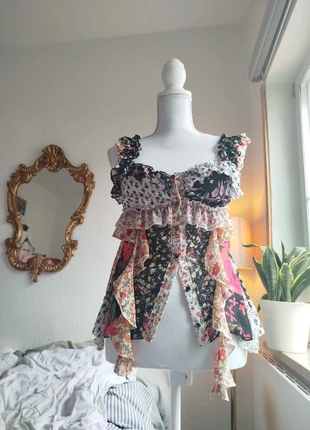 True Vintage Rüschen Top Blumen Patchwork Lolita cottage core pincess core y2k, merk: Vintage Love, staat: Heel goed, maat: S / 36 / 8, € 28,00, € 30,10 inclusief Kopersbescherming