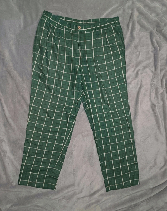 Spodnie proste nogawki w kratkę, Old money, Valentino damskie, męskie Vintage plaid trousers 3