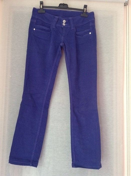 Pantalon Pépé Jean coupe jean effet peau de pêche bleu violet Taille 27 1
