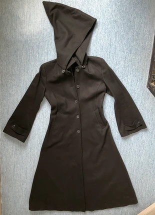 Lange zwarte wollen jas custom made, staat: Nieuw zonder prijskaartje, maat: S / 36 / 8, € 150,00, € 158,20 inclusief Kopersbescherming