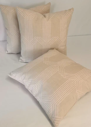 🌸set of 3 Elegant Geometric Cushion Covers – 40x40 cm | Blush Pink & Cream Chic Decor, brand: John Lewis, condition: New without tags, size: 40 x 40 cm, £25.00, £26.95 includes Buyer Protection