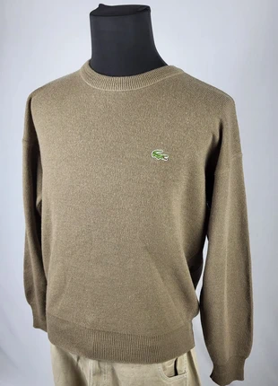 Pull vintage Lacoste Made in France col rond logo crocodile brodé laine beige marron T5 (L), marque: Lacoste, état: Très bon état, taille: L, 41,00 €, 43,75 € Protection acheteurs (Pro) incluse