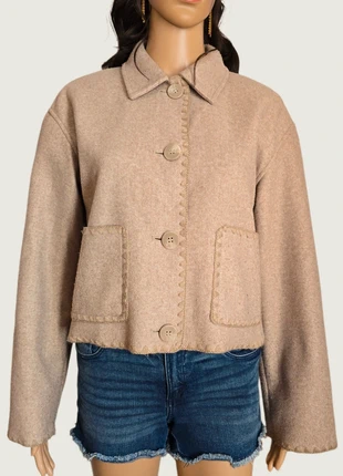 Veste courte effet laine beige Pimkie taille XS automne casual, brand: Pimkie, condition: Good, size: XS / 34 / 6, €5.00, €5.95 includes Buyer Protection