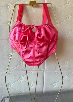 Top corset satinado rosa fucsia. satin pink top, état: Neuf sans étiquette, taille: S / 36 / 8, 5,00 €, 5,95 € Protection acheteurs incluse