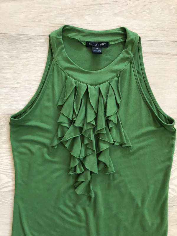 August Silk Green Ruffle front Tank Top Blouse 2