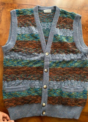 Vakko Y2K Retro Sweater Vest Navy Green Brown Knit Luxury Vintage, marque: Vakko, état: Très bon état, taille: L / 40 / 12, 16,00 €, 17,50 € Protection acheteurs incluse