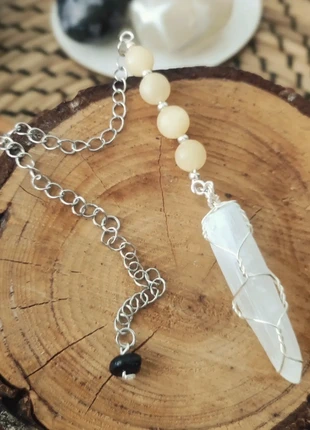 Pendule Sélénite, Calcite Orange et une Tourmaline , brand: Fait Main, condition: New with tags, €22.00, €23.80 includes Buyer Protection Pro