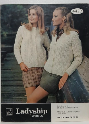 Vintage Ladyship 4459 Knitting Pattern~Lady's Aran Cardigans~Aran Wool Yarn, brand: 34/40"~Aran Cardigans~Ladyship 4459, condition: Good, £1.00, £1.75 includes Buyer Protection