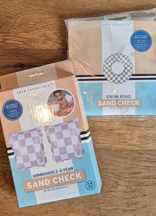 Set van 2 | Zwembandjes met Zwemband | 55 cm | 2-6 jaar | Geblokt | Zand | Racebaan, merk: Swim Essentials, staat: Nieuw met prijskaartje, € 17,50, € 19,08 inclusief Kopersbescherming Pro