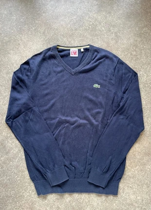 Pull Lacoste live col V 100% coton | Taille M | bleu marine logo brodé, merk: Lacoste, staat: Heel goed, maat: M, € 35,00, € 37,45 inclusief Kopersbescherming