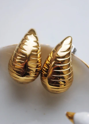 gouttes d'eau boucles d'oreilles rainures clous structure acier inoxydable tendance virale, estado: Novo sem etiquetas, €15.00, €16.45 inclui Proteção do Comprador