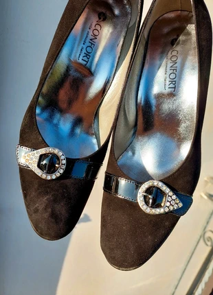 Décolleté in vero cuoio nero - Confort, marca: Confort, estado: Muito bom, tamanho: 39, €50.00, €53.20 inclui Proteção do Comprador