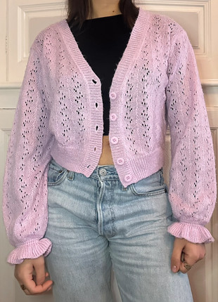 Lyric Cropped Cardigan Pink