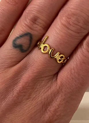 Bague fine ajustable à maillons doré love amour en acier inoxydable, brand: Tendance, condizioni: Ottime, taglia: Regolabile, €9.00, €10.15 include la Protezione acquisti Pro