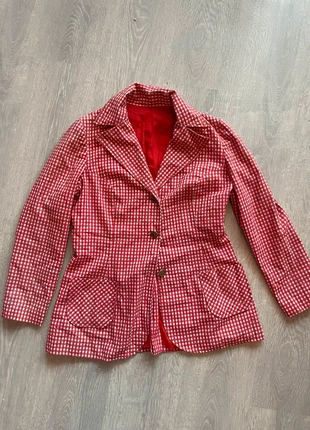 Red/white checkered blazer, merk: Vintage, staat: Goed, maat: S / 36 / 8, € 15,00, € 16,45 inclusief Kopersbescherming