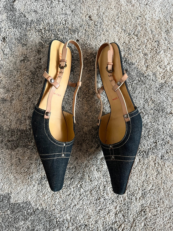 Vintage Miu Miu 2000’s denim kitten heels 4