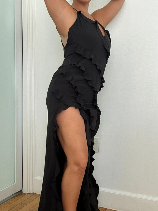 Club L London Black Maxi Ruffle Dress 2