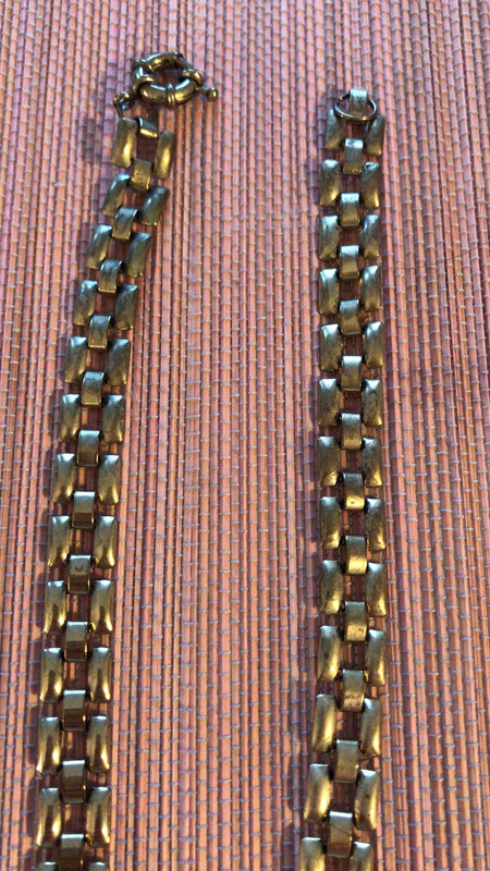 Collier chaîne et pierres à facettes rose et vert 5