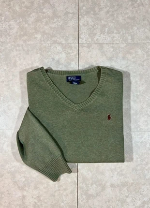 Pull sweat à manches longues Ralph Lauren vert col v logo brodé rouge XS, marque: Ralph Lauren, état: Très bon état, taille: XS / 34 / 6, 35,00 €, 37,45 € Protection acheteurs incluse
