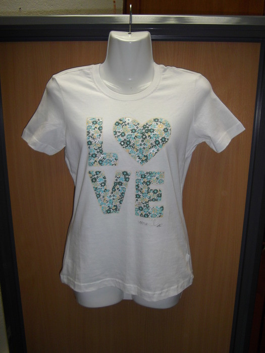 tee shirt roxy XS coeur fleurs blanc neuf 1