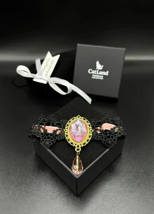 Larme de Rose – Collier femme/grand chat/chien – Dentelle noire & pierre rose pâle, brand: Catland, condition: Very good, €10.00, €11.20 includes Buyer Protection Pro