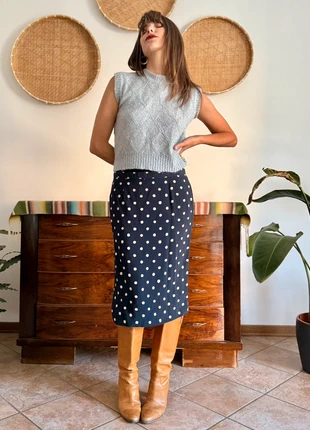 1970's vintage navy blue and white polkadot midi skirt, brand: Unique Vintage, condizioni: Ottime, taglia: L / IT 44 / EU 40, €15.00, €16.45 include la Protezione acquisti Pro