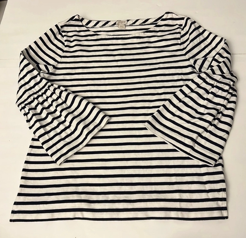 J Crew Factory Striped Top With Bell Sleeves size Small 1