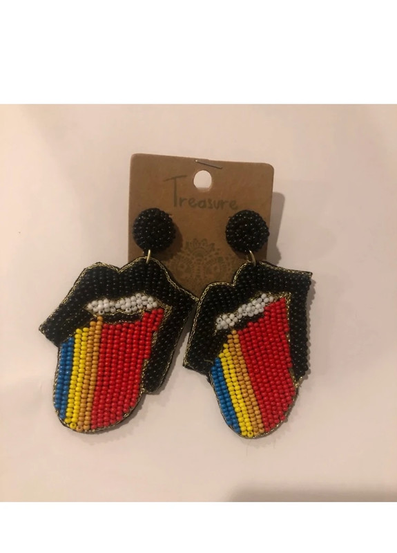 Rolling Stones beaded earrings 1