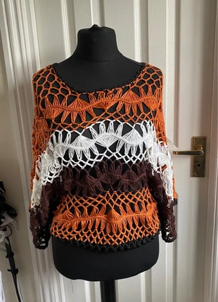 Boho Crochet Knit Top – Striped Pullover, brand: Kaleidoscope, condition: Very good, size: One size, £10.00, £11.20 includes Buyer Protection