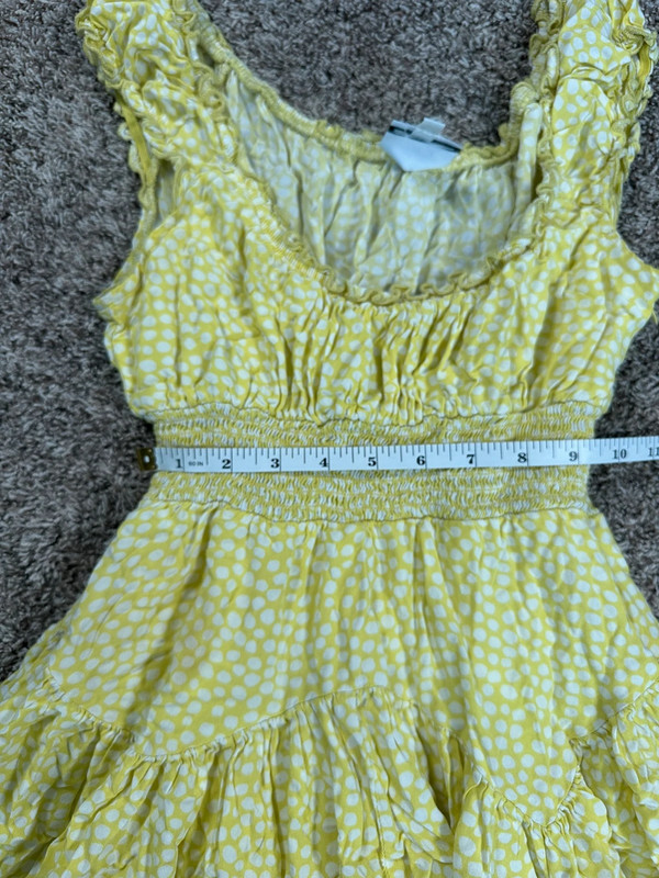 skylar + madison mini dress romper flowy milk made sun dress yellow ruffle M 4