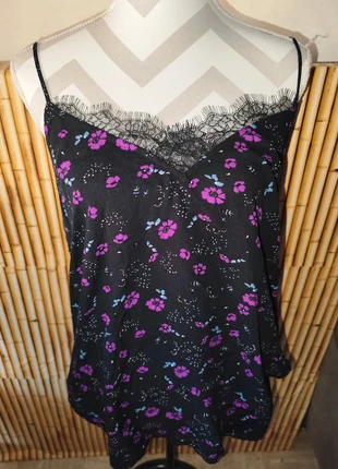 Débardeur fluide noir fleuri – Promod – Taille 44 – Dentelle devant & dos, marke: Promod, zustand: Sehr gut, größe: XXL / 44 / 16, 6,00 €, 7,00 € inklusive Vinted-Käuferschutz