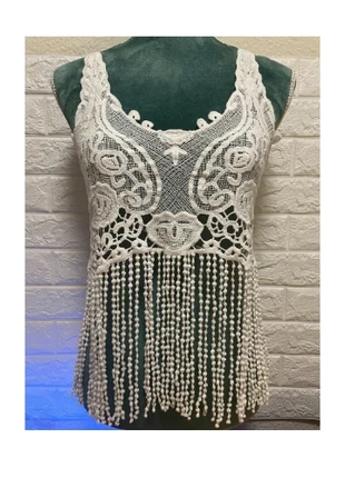 Top de Encaje Boho con Flecos – 100% Algodón, Talla Única, marca: Local, estado: Nuevo sin etiquetas, tamaño: Talla única, 3,50 €, 4,38 € Protección al comprador incluida