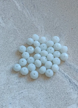 Fil de perles rondelles à facettes blanches en verre - 6x4 mm - PBLC3-11, état: Neuf avec étiquette, 2,30 €, 3,12 € Protection acheteurs (Pro) incluse