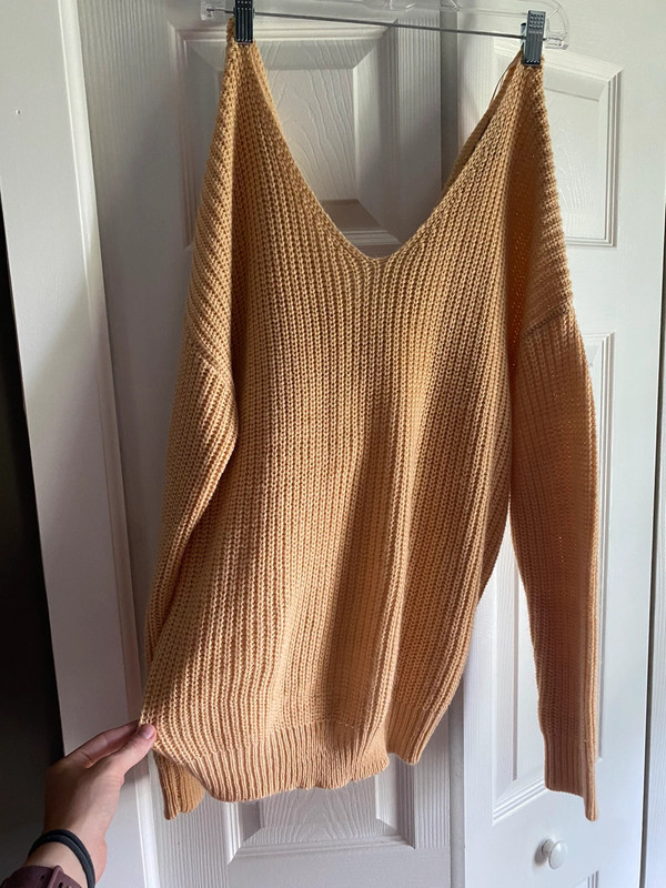 Tan cross back sweater 2